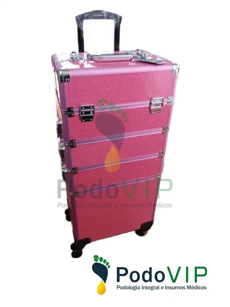 Maleta XXL 4 Compartimientos Rosa Perlada