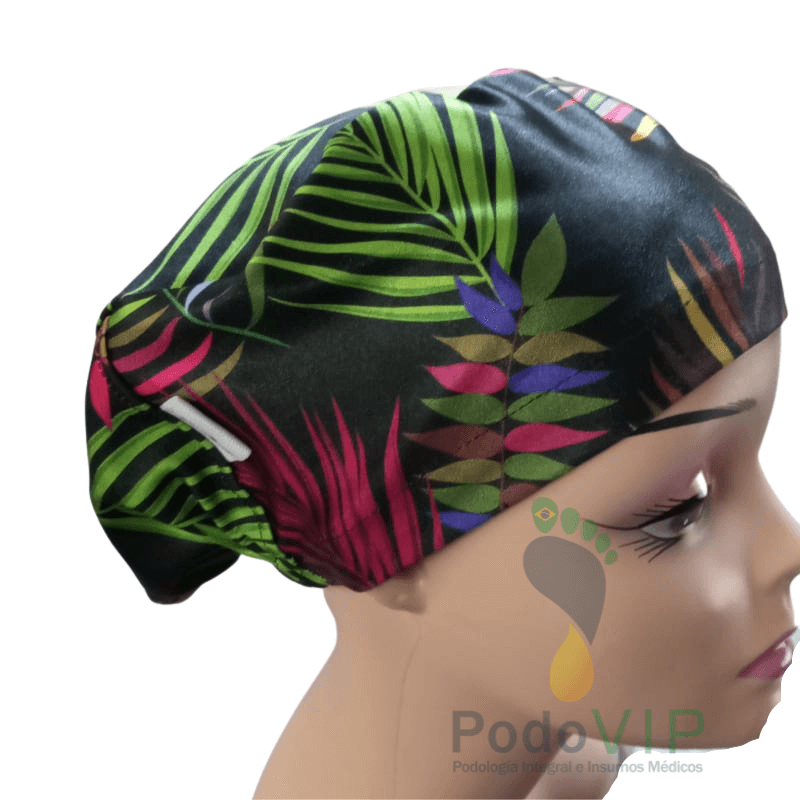 Cofia negro hojas verdes
